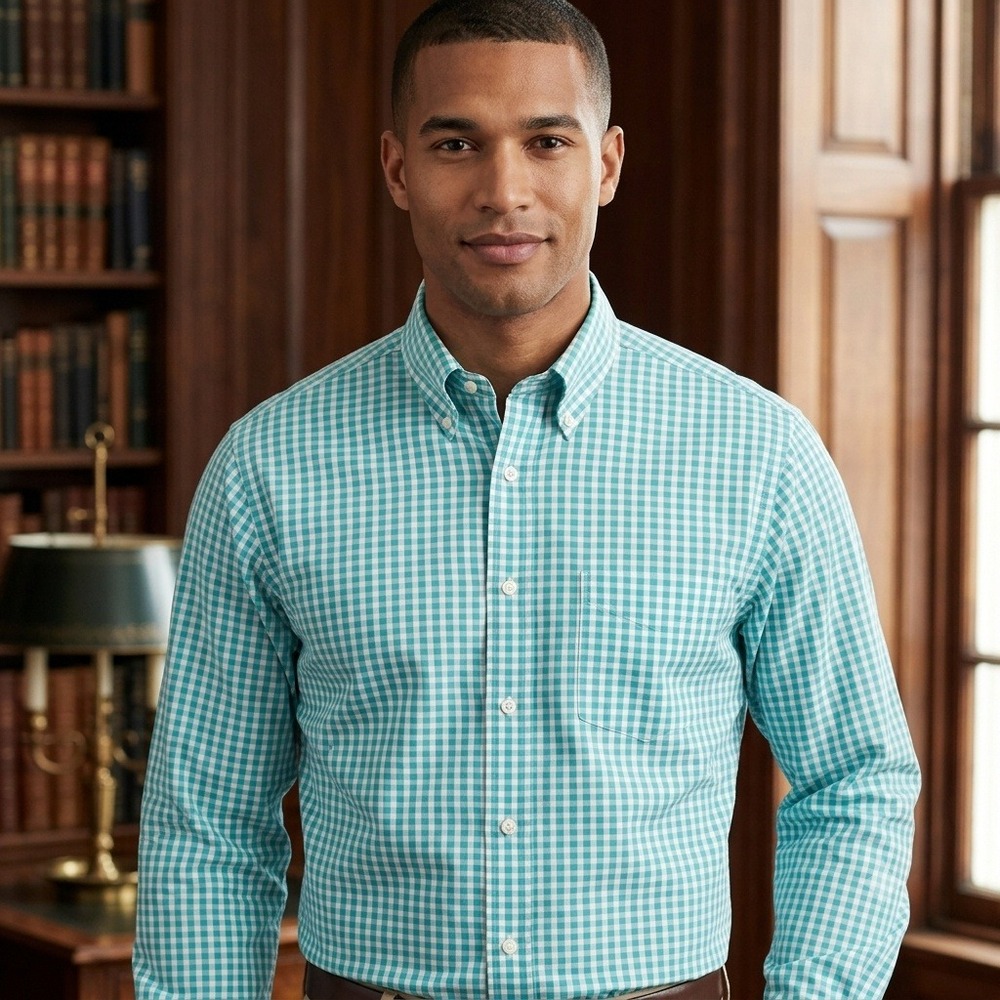 Brooks Brothers Button Down Mens XXL Green Gingham Regent Cotton Shirt